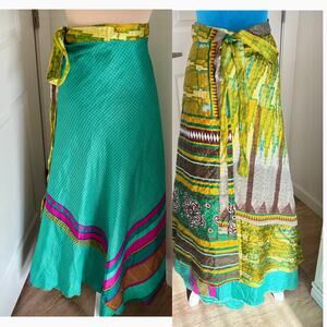 NWT Darn Good Yarn Silk Reversible Upcycled Wrap Maxi Skirt